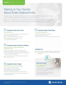 Cover of the patient guide Talking to Your Doctor About Knee Osteoarthritis