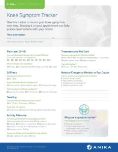 Cover of the Knee Symptom Tracker patient worksheet